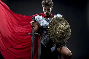 European History Image Drucke: Conqueror, centurion or Roman warrior with iron armor