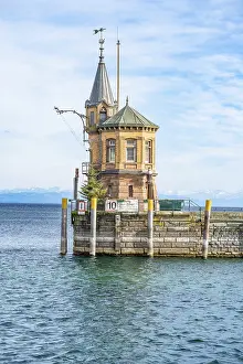 Uninhabited Harbour Scenes Drucke: Constance lighthouse in the harbour