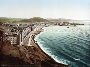 Empty Beach Scene Europe Drucke: By Constitution Hill, Aberystwith