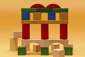 Colorful Building Blocks Drucke: Construction or excavation of a viaduct
