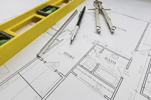 Custom House Plans Drucke: Construction level, engineer pencil
