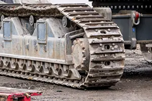 Construction Industry Symbol Drucke: Construction machine with caterpillar tracks