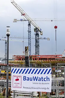 Construction Site Security Drucke: Construction site, construction cranes