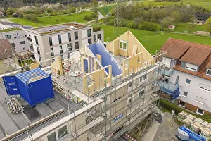 Construction Site Germany Drucke: Construction site with a partially constructed building