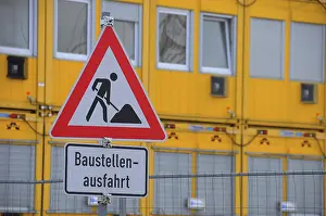 Construction Site Sign Drucke: Construction site sign, construction site exit