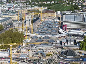 Construction Site In Germany Drucke: Construction site at Stuttgart Central Station