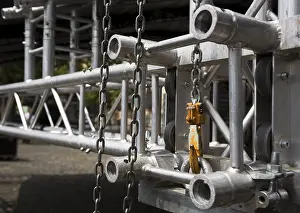 Deserted Construction Site Image Drucke: Detail of construction units in scaffold construction