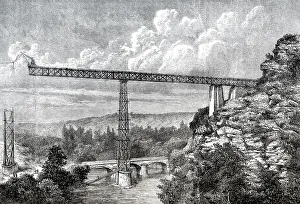 Railway Bridge Construction Drucke: Construction of the Viaduc de Rouzat