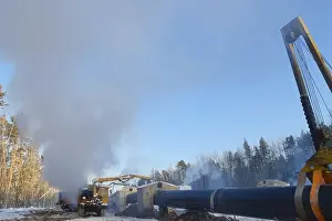 Bilder Datiert 14. Januar 2024: Construction work gas pipelines remote