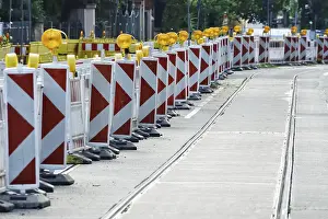 Central European Roads Drucke: Construction work on a road, Germany