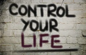 Symbolic Picture Of Control Drucke: Control Your Life Concept