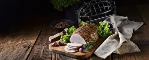 Healthy Pork Meat Options Drucke: Cooked ham with colourful pepper
