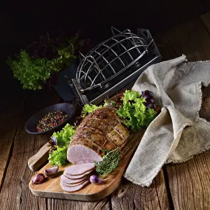 Healthy Pork Meat Options Drucke: Cooked ham with colourful pepper