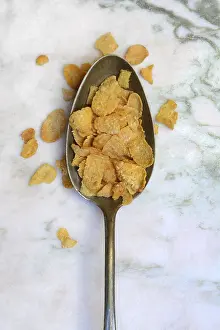 No People Eating Meal Drucke: Cornflakes in spoon, Breakfast