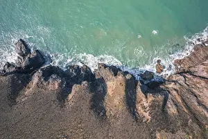 Cornwall Coastline View Drucke: Top Down over Cornwall Coastline