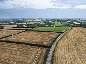 Top Down View Of Farmland Drucke: Cornwall Fields and Farms from a drone