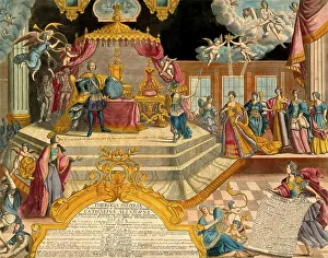 Moscow Kremlin Russia Drucke: The coronation of Catherine the Great