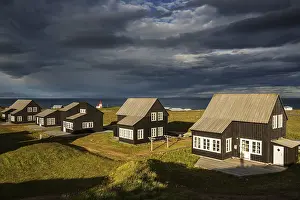 Island Drucke: Hütten, Hüttensiedlung in Hellnar.