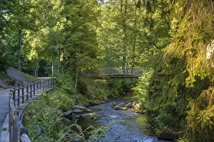 Southern Germany Nature Scenery Drucke: Course of the river Enz with bridge