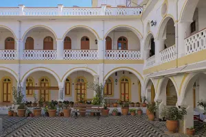 Symi Island Greece Drucke: Courtyard of the Panormitis Monastery