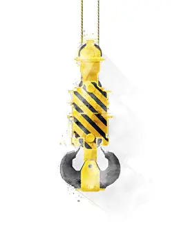 Handicraft Industry Tools Drucke: Crane hook vector over whtie background