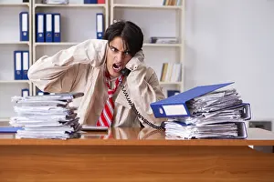 Male Depression Symptoms Drucke: Crazy young man in straitjacket at the office