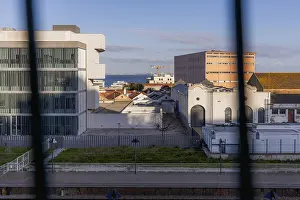 Deserted European Cities Drucke: Creative abstract composition featuring a distorted urban scene in Lisbon