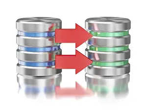 Data Transmission Symbol Drucke: Creative database backup copy concept