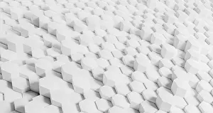 Mosaic Pattern Design Drucke: Creative geometrical background with white hexagons