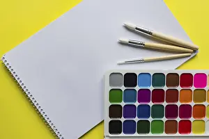Handicraft Supplies Drucke: Creative layout with aquarelle palette