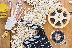Deserted Movie Theater Drucke: Creative layout popcorn cinema objects