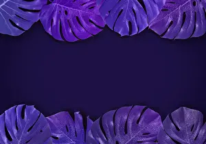 Drucke von Kreative tropische Anordnung mit Muster mit Gradient-Blättern. Violettes Bildtoning Kunstwerke Des Surrealismus Drucke: Kreative tropische Anordnung mit Muster mit Gradienten-Monstervorlagen.