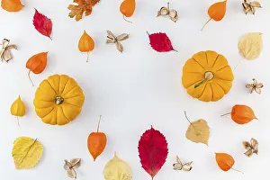 Erntedankfest Drucke: Kreatives Topansicht-Flachaufbau-Herbst-Komposition.