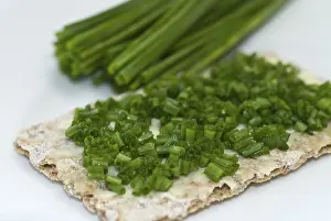 Close Up Food Drucke: Crispbread with chives
