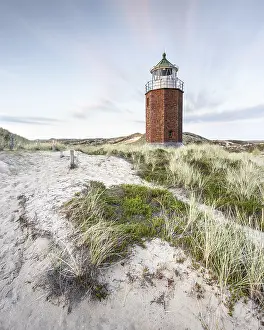 Leuchttürme Drucke: Kreuzlicht, Leuchtturm mit Sanddüne.
