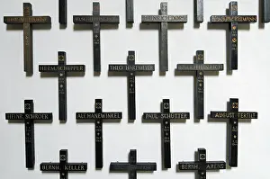 War Memorial Germany Drucke: Many crosses, war memorial for the missing and the dead