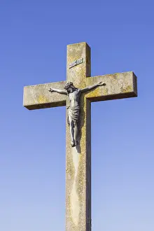 Wayside Cross Germany Drucke: Crossroads in front of a blue sky