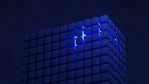 Installationskunst Drucke: Kubusstrukturen erzeugen eine fesselnde geometrische Anordnung