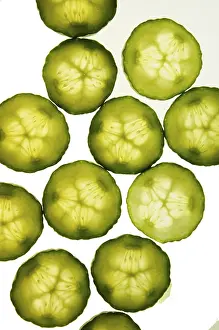 Vitamin Rich Vegetables Drucke: Cucumber, cucumber, slices, translucent