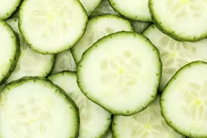High Angle View Of Vegetables Drucke: Cucumbers Cucumber Vegetable Background from above