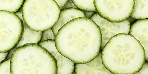 Top Down View Of Vegetables Drucke: Cucumbers Cucumber Vegetable Background from above Panorama