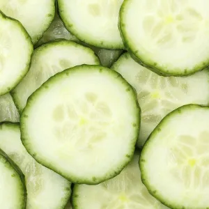 Vegan Diet Essentials Drucke: Cucumbers Cucumber Vegetable Background from above square