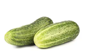 White Background Vegetables Drucke: Two cucumbers. Isolated on a white background