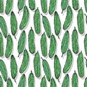 Editable Vector Template Drucke: Cucumbers repeating pattern, editable vector template