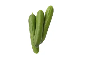 Studio Shot Vegetables Drucke: Three cucumbers, studio shot against a white background
