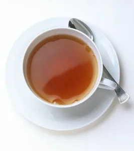 Studio Shot Of Tea Cup Drucke: Cup of tea, from above