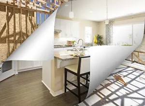 Custom Kitchen Design Drucke: Custom kitchen with page corner flipping to construction framing