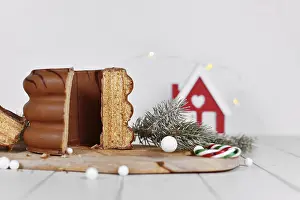 Chocolate Glazed Cake Drucke: Cut open cake called Baumkuchen