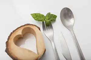 Minimal Cutlery Design Drucke: Cutlery on white table. Minimal designed fork