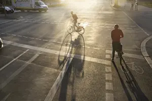 Bicycle Lane Germany Drucke: Cycle path against the light. Marking on the road